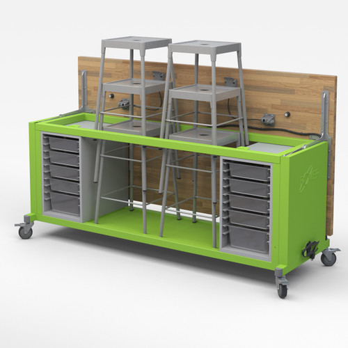 Rover Table with Butcher Block Retractable Top and Stools - Haskell RV1SBExxxB Rover Table with Butcher Block Retractable Top and Stools - Haskell RV1SBExxxB