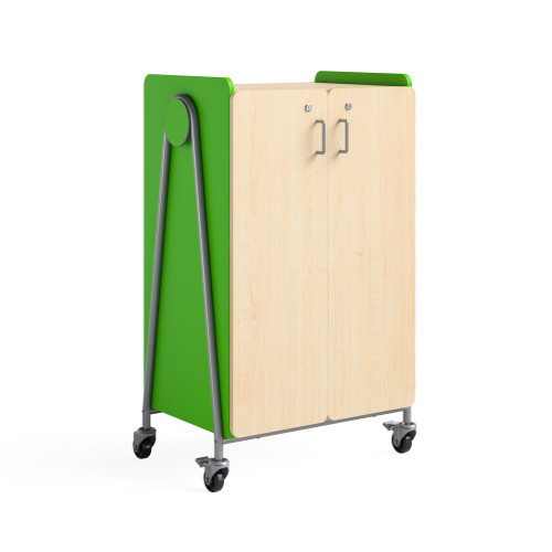 Whiffle Typical 14 Double 48" Column Totes and Shelves Storage with Doors - Safco Green