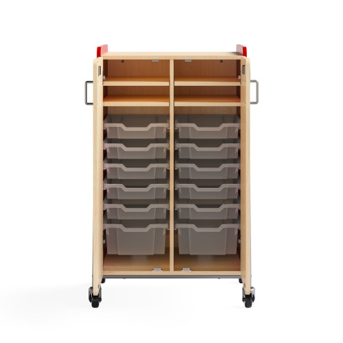 Whiffle Typical 14 Double 48" Column Totes and Shelves Storage with Doors - Safco Red