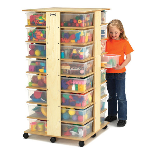 Jonti-Craft 32 Tub Tower - Natural / Clear Bins