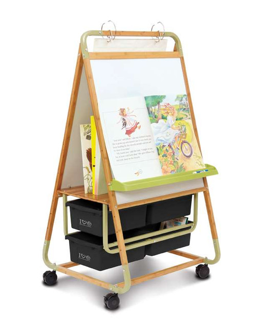 Bamboo Double Sided Teaching Easel with 100% Recycled Plastic Tubs - Copernicus BE1-RCY Bamboo Double Sided Teaching Easel with 100% Recycled Plastic Tubs - Copernicus BE1-RCY