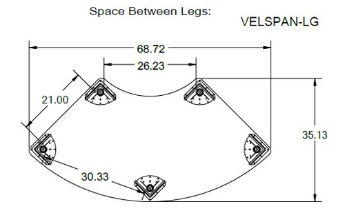 Velocity Span Shaped Activity Table with Adjustable Height - Allied USA 
VELSPAN-LG Dimensional Diagram