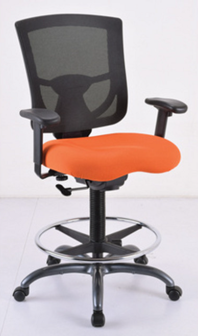 CoolMesh Pro Collection Mesh Back Task Stool with Adjustable Arms, Upholstered Seat, Foot Ring and Black Base - Office Source OSST7901FBL CoolMesh Pro Collection Mesh Back Task Stool with Adjustable Arms, Upholstered Seat, Foot Ring and Black Base - Office Source OSST7901FBL