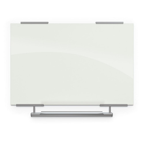 Gloss White Visionary Magnetic Glass Markerboard and Exo Tray System - MooreCo 8384 Gloss White Visionary Magnetic Glass Markerboard and Exo Tray System - MooreCo 8384