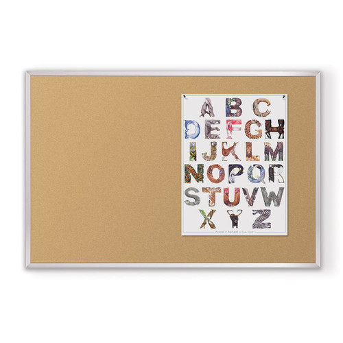 Natural Cork-Plate Tackboard with Aluminum Trim - MooreCo - 303A