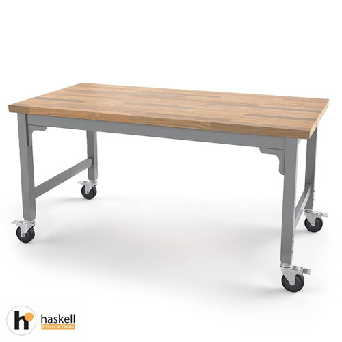 Voyager Table Height Adjustable with Butcher Block Top - Haskell Voyager Table Height Adjustable with Butcher Block Top - Haskell