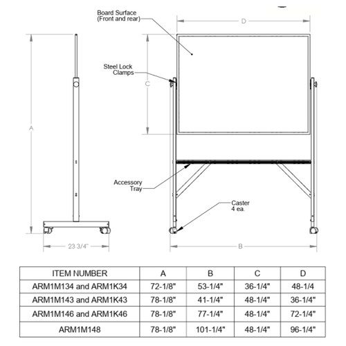 Ghent Reversible Aluminum Frame Magnetic Porcelain Whiteboard