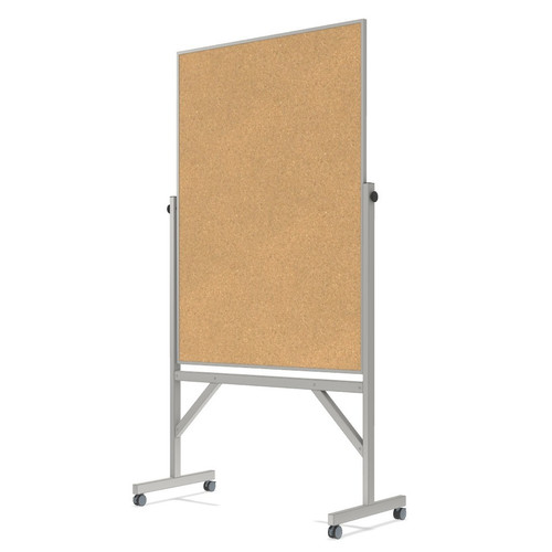 Ghent Reversible Aluminum Frame Cork Bulletin and Non-Magnetic Whiteboard - ARMK43