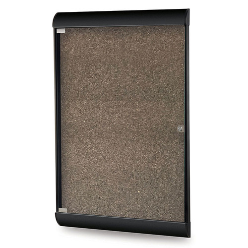 Ghent Silhouette Enclosed Cork Bulletin Board - Black Aluminum Frame