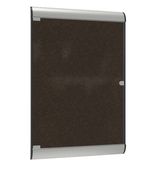 Ghent Silhouette Enclosed Cork Bulletin Board - Satin Aluminum Frame