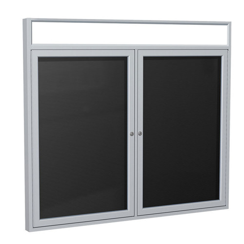 Outdoor Enclosed Vinyl Letterboard with Satin Aluminum Illuminated Headliner Frame - Ghent PABLX