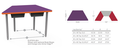 WB Manufacturing ELO Trapezoid Table