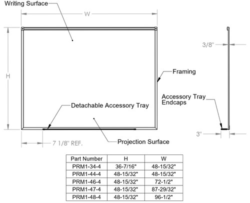 Ghent Proma Projection Whiteboard PRM1-34-4