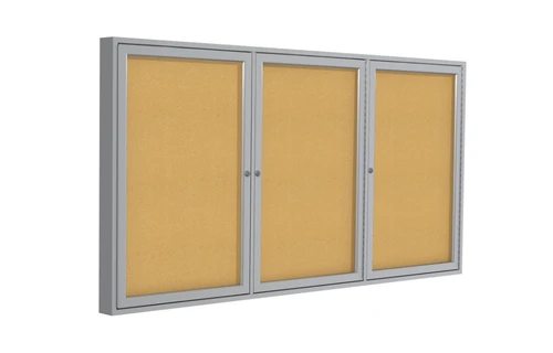 Ghent Enclosed Aluminum Frame Cork Bulletin Board