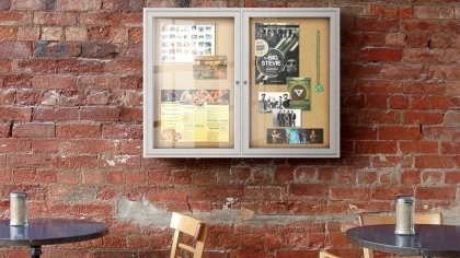 Ghent Enclosed Aluminum Frame Cork Bulletin Board