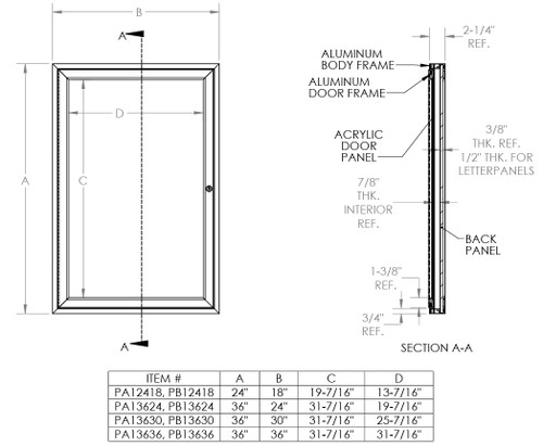 Ghent Enclosed Aluminum Frame Magnetic Porcelain Whiteboard PA12418M-M1