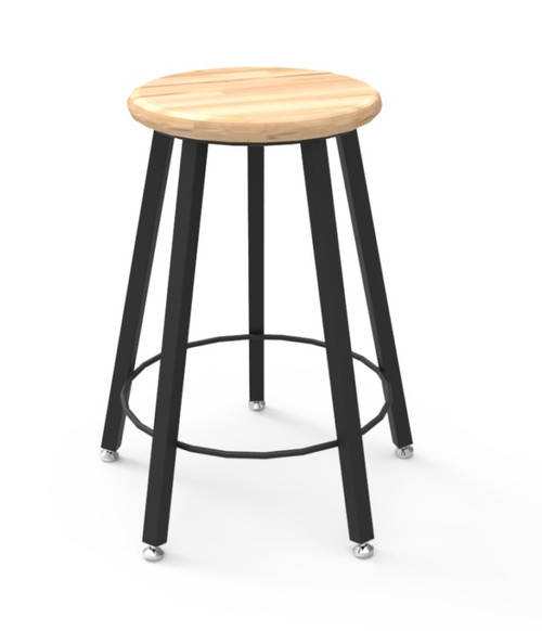 5 Legged Square Tube Stool Hardwood Seat WB Manufacturing l