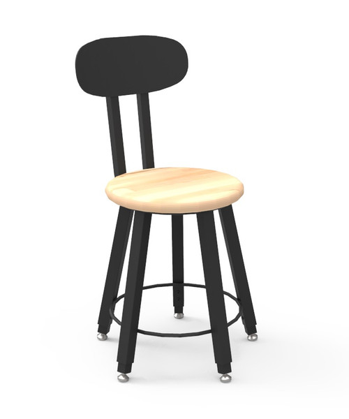 5 Legged Square Tube Stool Hardwood Seat with Backrest - WB Manufacturing 5 Legged Square Tube Stool Hardwood Seat with Backrest - WB Manufacturing