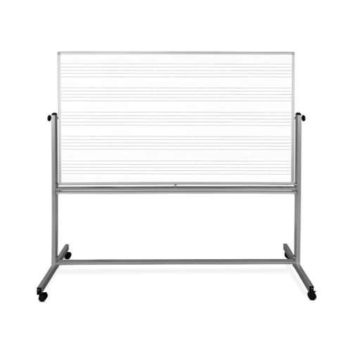 Mobile Dual Sided Music Whiteboard and Plain Whiteboard - Luxor MB7248MW Mobile Dual Sided Music Whiteboard and Plain Whiteboard - Luxor MB7248MW