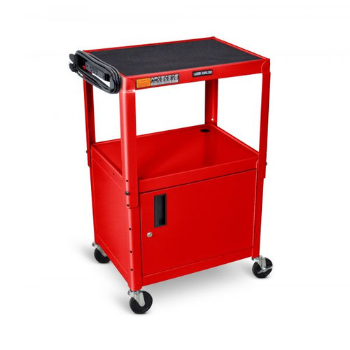 Adjustable Height Steel AV Cart with Cabinet - Luxor AVJ42C Adjustable Height Steel AV Cart with Cabinet - Luxor AVJ42C