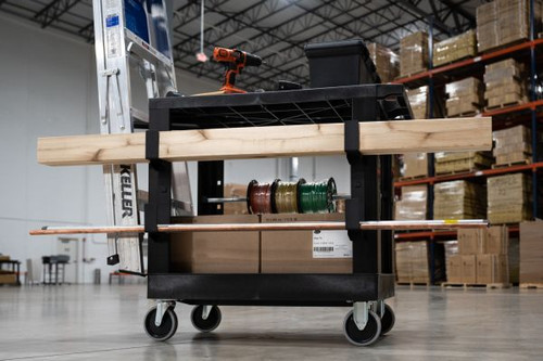 Heavy Duty Industrial Cart One Flat Shelf & One Tub Shelf - Luxor EC21-NDUST-B  Heavy Duty Industrial Cart One Flat Shelf & One Tub Shelf - Luxor EC21-NDUST-B