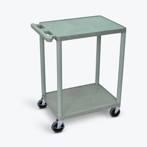 Two Shelf Structural Foam Plastic Utility Cart - Luxor HE32 -G - Grey Two Shelf Structural Foam Plastic Utility Cart - Luxor HE32 -G - Grey