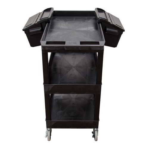 Tub Cart Three Shelves with Outrigger Utility Cart Bins - Luxor EC111-B-OUTRIG Tub Cart Three Shelves with Outrigger Utility Cart Bins - Luxor EC111-B-OUTRIG
