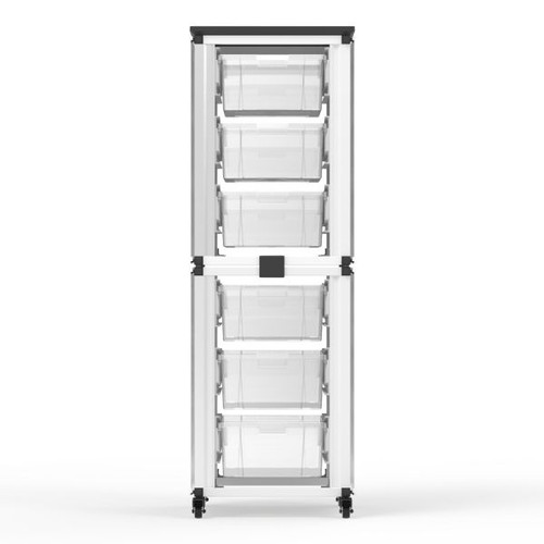Modular Classroom Storage Cabinet Two Stacked Modules with 6 Large Bins - Luxor MBS-STR-12-6L