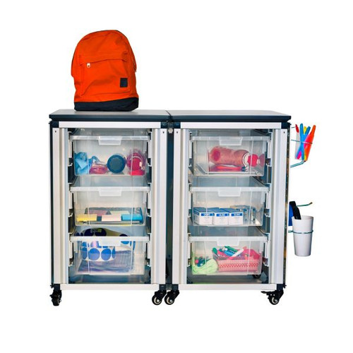 Modular Classroom Storage Cabinet Two Side by Side Modules with 6 Large Bins