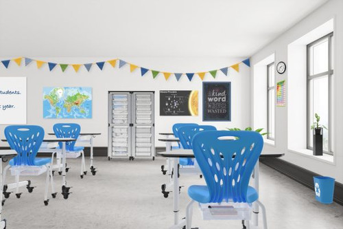 Modular Classroom Storage Cabinet Four Stacked Modules with 24 Small Bins - Luxor MBS-STR-22-24S