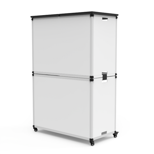 Modular Classroom Bookshelf Wide Stacked Modules with Casters and Tabletop Modular Classroom Bookshelf Wide Stacked Modules with Casters and Tabletop