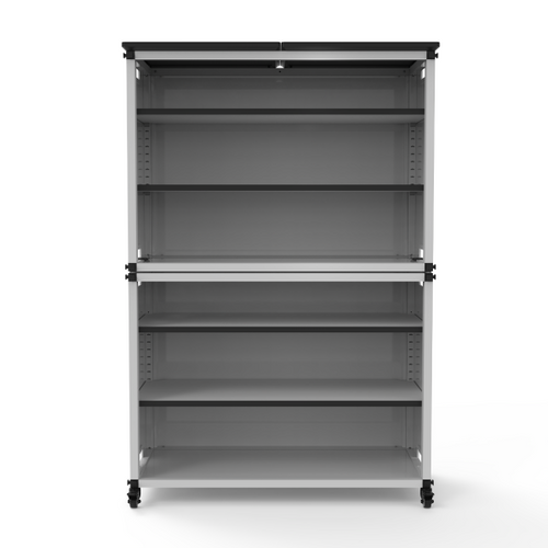 Modular Classroom Bookshelf Wide Stacked Modules with Casters and Tabletop Modular Classroom Bookshelf Wide Stacked Modules with Casters and Tabletop