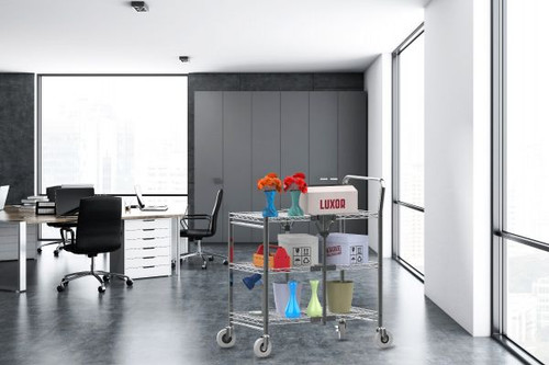 Three Shelf Collapsible Wire Utility Cart - Luxor WSCC-3  Three Shelf Collapsible Wire Utility Cart - Luxor WSCC-3