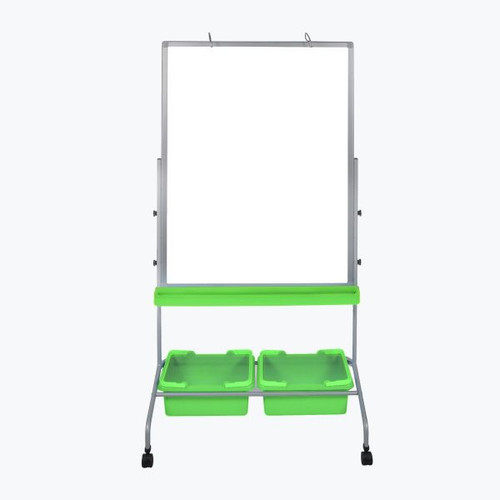 Portable Adjustable Reversible Easel with Two-Sided 28 x 40 Magnetic White  Enamel Coated Steel Whiteboard surface with Flipchart Holder