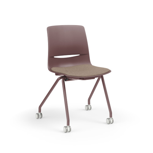 LimeLite Four Leg Nesting Armless Chair with Casters Upholstered Seat - KI LLA200 LimeLite Four Leg Nesting Armless Chair with Casters Upholstered Seat - KI LLA200