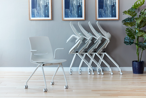 LimeLite Four Leg Nesting Cantilever Arm Chair with Casters - KI LLA111 LimeLite Four Leg Nesting Cantilever Arm Chair with Casters - KI LLA111