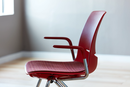 LimeLite Four Leg Nesting Cantilever Arm Chair with Casters Upholstered Seat - KI LLA211