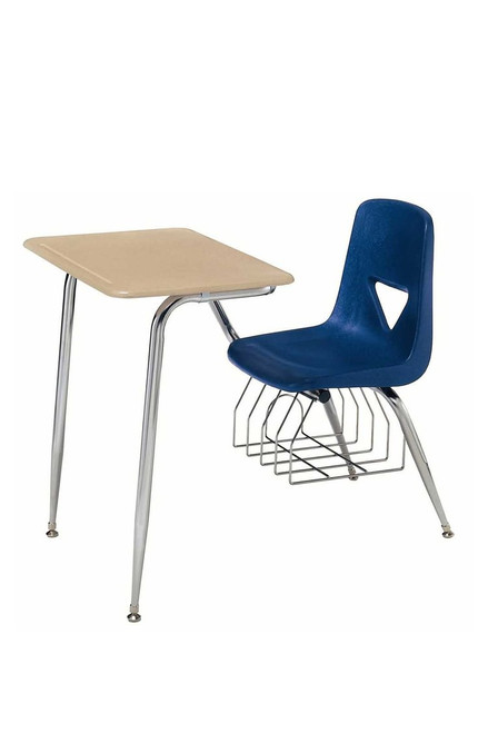 Scholar Craft SC627-SPBR Combo Desk with Solid Plastic Top and Polypropylene Seat with Book Rack