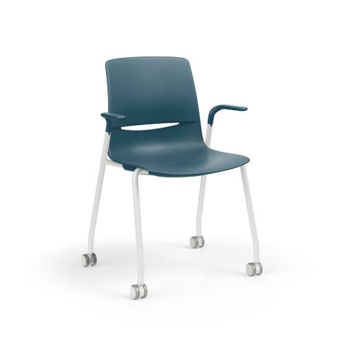 LimeLite Four Leg Stack Cantilever Arm Chair with Casters - KI LL2111 LimeLite Four Leg Stack Cantilever Arm Chair with Casters - KI LL2111