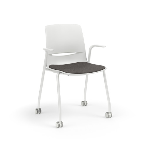 LimeLite Cantilever Arm Four Leg Stack Chair with Upholstered Seat and Casters - KI LL2211 LimeLite Cantilever Arm Four Leg Stack Chair with Upholstered Seat and Casters - KI LL2211