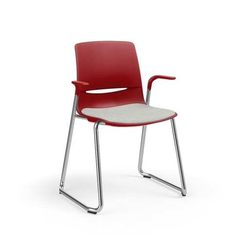 LimeLite Sled Base Cantilever Arm Stack Chair with Upholstered Seat - KI LL3211 LimeLite Sled Base Cantilever Arm Stack Chair with Upholstered Seat - KI LL3211