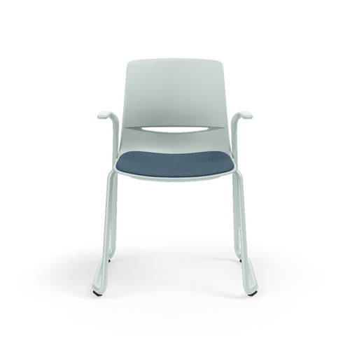LimeLite Sled Base Cantilever Arm Stack Chair with Upholstered Seat - KI LL3211 LimeLite Sled Base Cantilever Arm Stack Chair with Upholstered Seat - KI LL3211