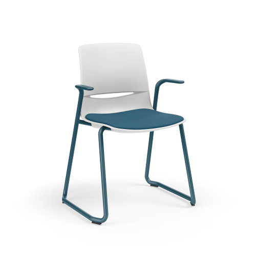 LimeLite Sled Base Cantilever Arm Stack Chair with Upholstered Seat - KI LL3211 LimeLite Sled Base Cantilever Arm Stack Chair with Upholstered Seat - KI LL3211