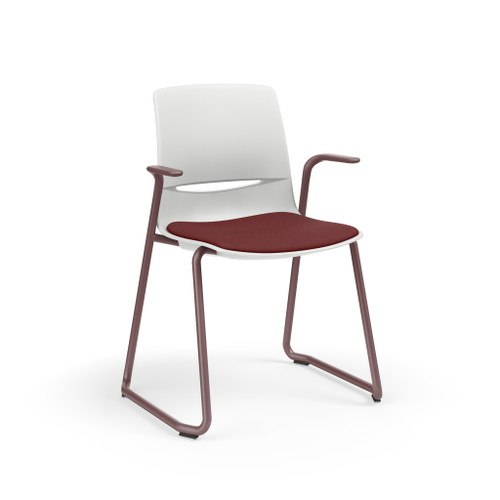 LimeLite Sled Base Cantilever Arm Stack Chair with Upholstered Seat - KI LL3211 LimeLite Sled Base Cantilever Arm Stack Chair with Upholstered Seat - KI LL3211