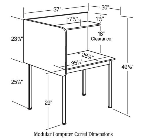 Technical Drawing - Fixed Height Adder Unit Computer Carrel - Smith Carrel 01317 Technical Drawing - Fixed Height Adder Unit Computer Carrel - Smith Carrel 01317