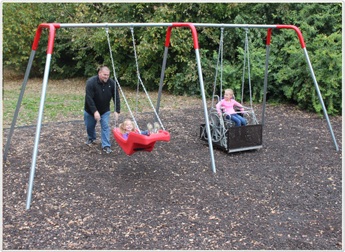 Two-Bay ADA Swing Set with Platform and JennSwing - SportsPlay 581-483