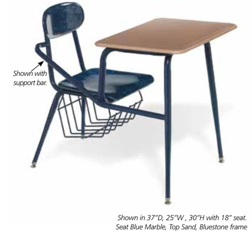 Hard Plastic Heavy Duty Chair Desk Combo with Book Basket - Columbia CD-HPC
