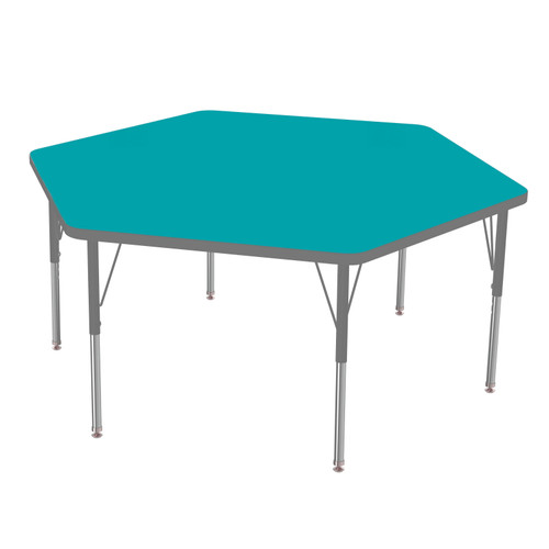MG2200 Series Hexagon Adjustable Height Activity Table with Dry Erase Melamine Top - Marco MG2254