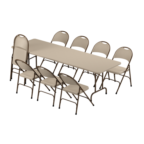 Rectangle Heavy Duty Commercial Plastic Folding Table and Chairs Package - Correll