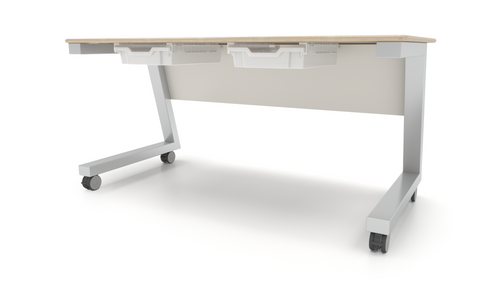 ESTO Two Student Team Table with FENIX on Baltic Birch, shown with Plastic Trays - CEF ESTO Two Student Team Table with FENIX on Baltic Birch, shown with Plastic Trays - CEF